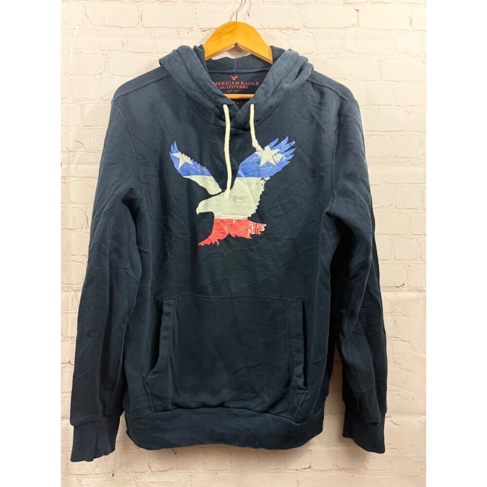 American Eagle Outfitters Hoodie Mens Size Medium Blue Flag Eagle